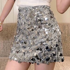 Glamorous Silver Sequin Mini Skirt